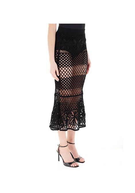 Gonna Pinko donna Crispo 104732 A2FF Nera poliestere viscosa trasparente crochet floreale PINKO | Gonne | 104732 A2FFZ99